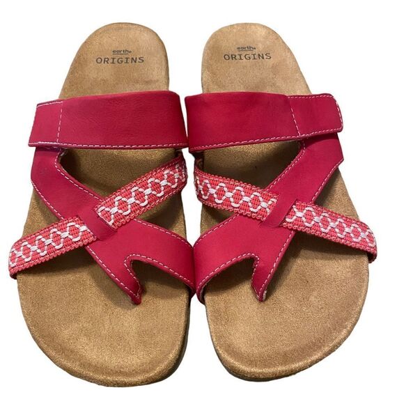 Earth Origins Raspberry Pink Nubuck Toe Post Slide On Ossi Sandals - Picture 2 of 6